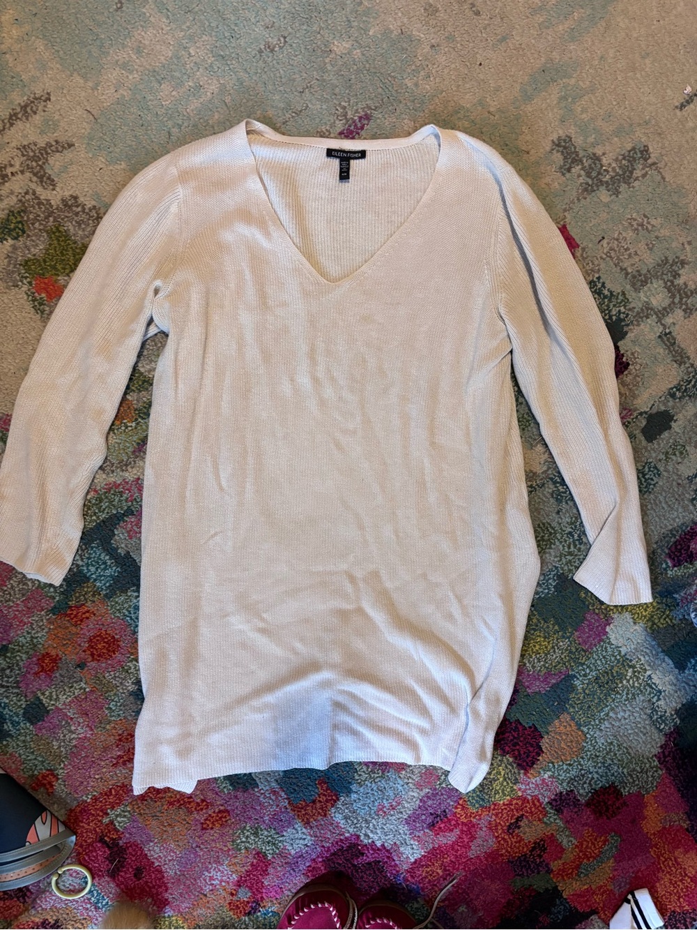 Eileen Fisher Cream Lightweight Knit Top